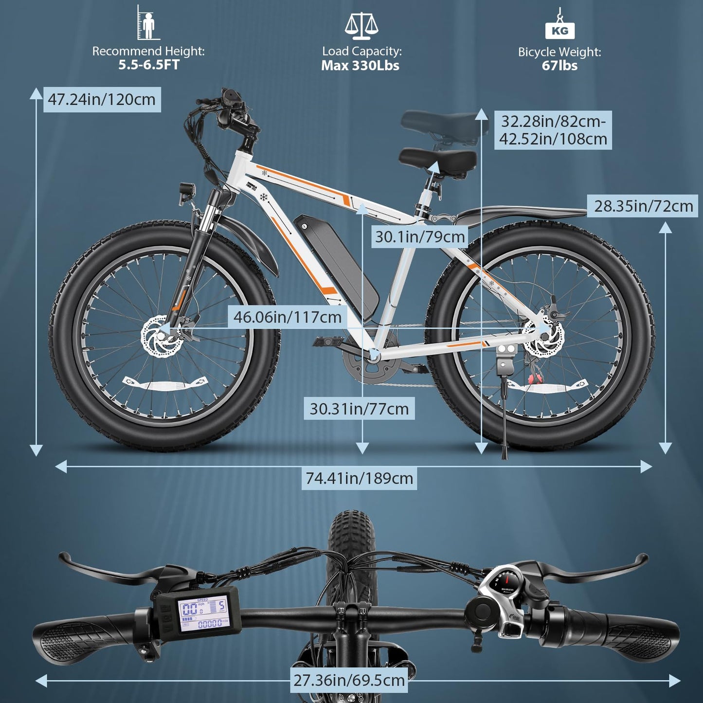 GOCIO 26" Fat Tire Electric Bike for Adults - 48V 750W Powerful Motor, 40 Miles Range, Dual Suspension, All-Terrain E-Bike