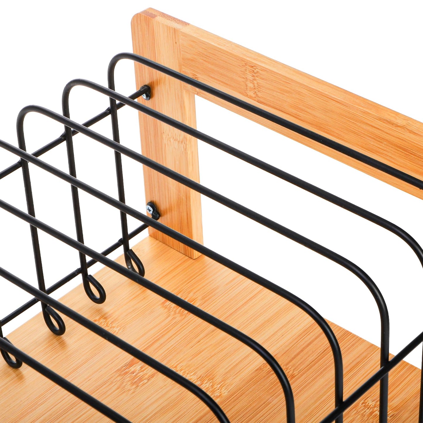 Youeon Vertical Clipboard Holder, 12 Slot Bamboo and Metal Clipboard Stand, Desk File Organizer Storage Rack for Home, Office, Classroom, No Assembly Required