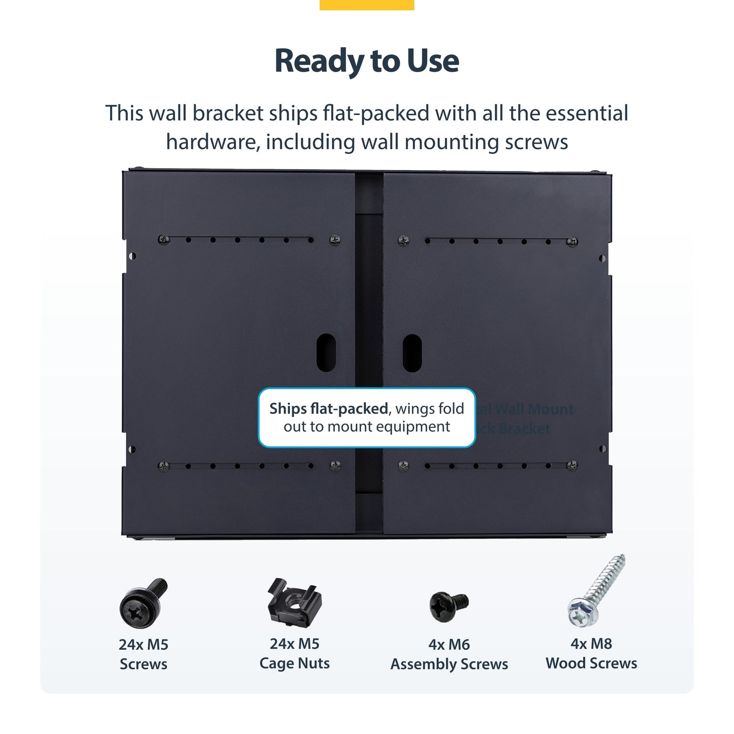 StarTech.com 2-Post 8U Wall Mounted Rack, Adjustable Depth up to 16in, for 19-inch Server/Data/Networking Equipment, Max 88lb