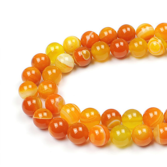 MJDCB Natural Stone Beads Orange Stripe Agate Round Loose Beads for Jewelry Making DIY Bracelet Necklace (6mm)
