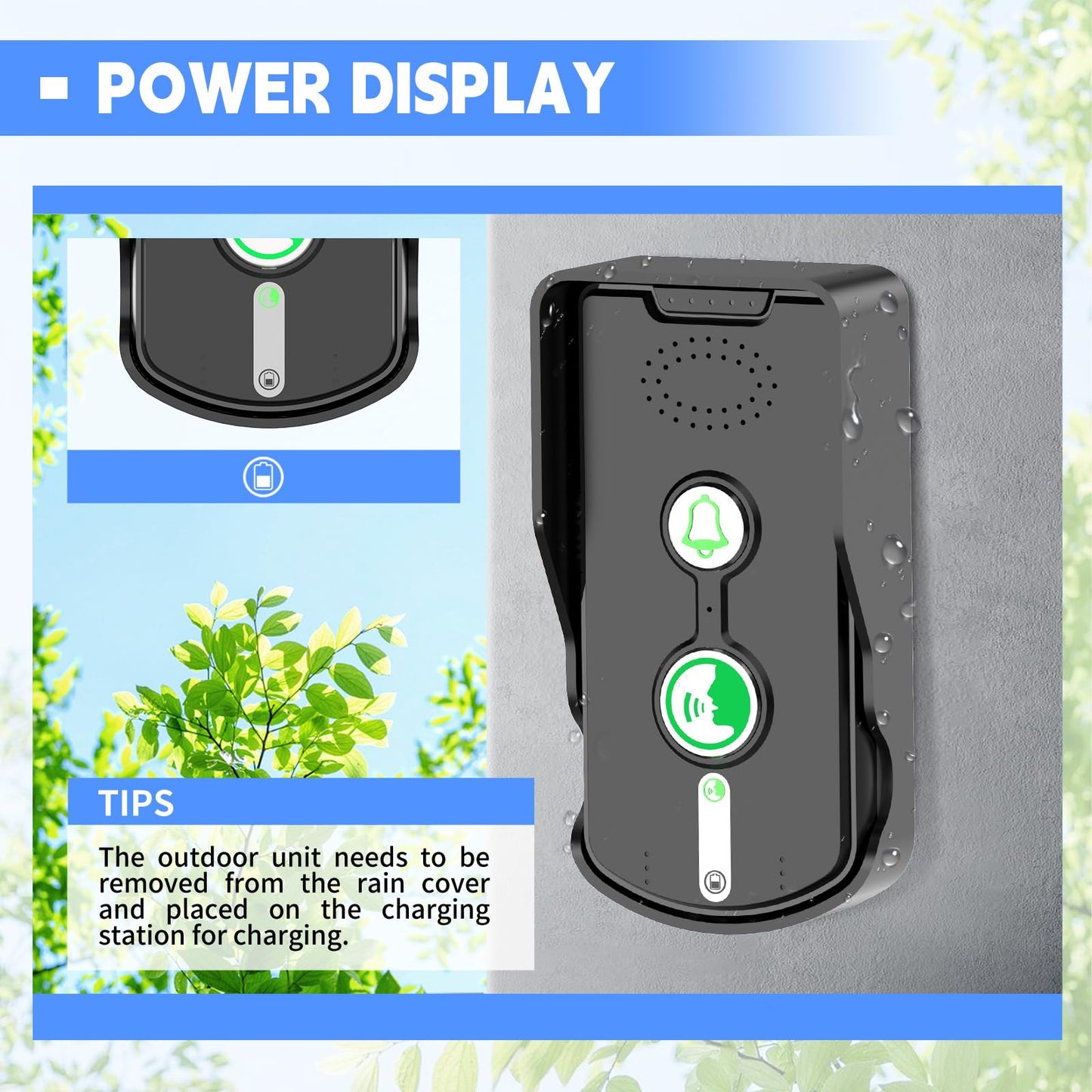 2 Way Wireless Doorbell Intercom Indoor Outdoor, Long Range Door Intercoms System for Home with Waterproof Cover Rechargeable Battery,30 Days Long Standby Time 5 Level Volume Adjustment（4 Pack）