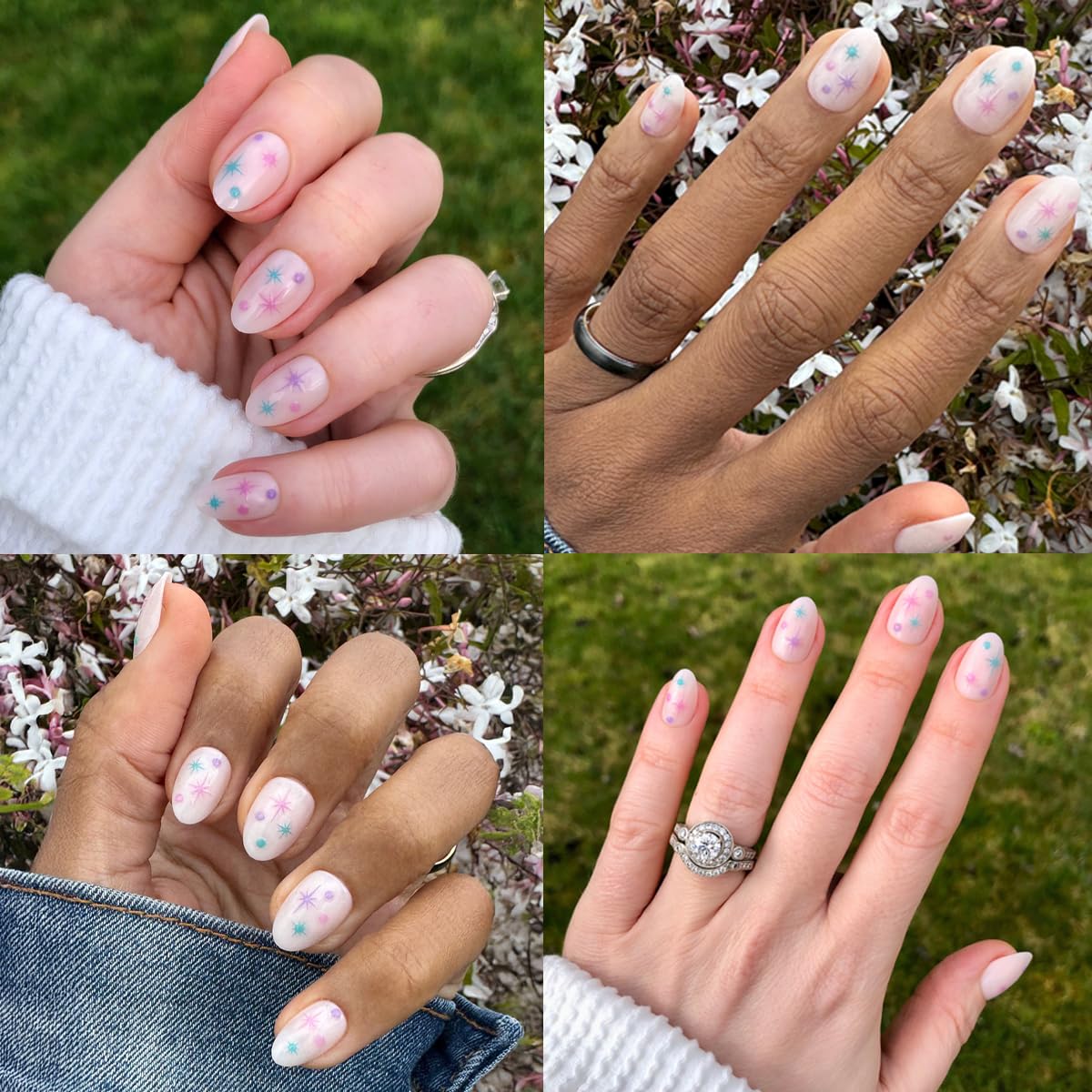 Olive & June Maximalist Instant Mani Press-On Nails (Glue) | 42 Fake Nails, 21 Sizes | Non-Toxic, Long-Lasting Big, Bold Gorgeous Realistic Look | Salon-Quality | Short, Almond | Sparkle Party