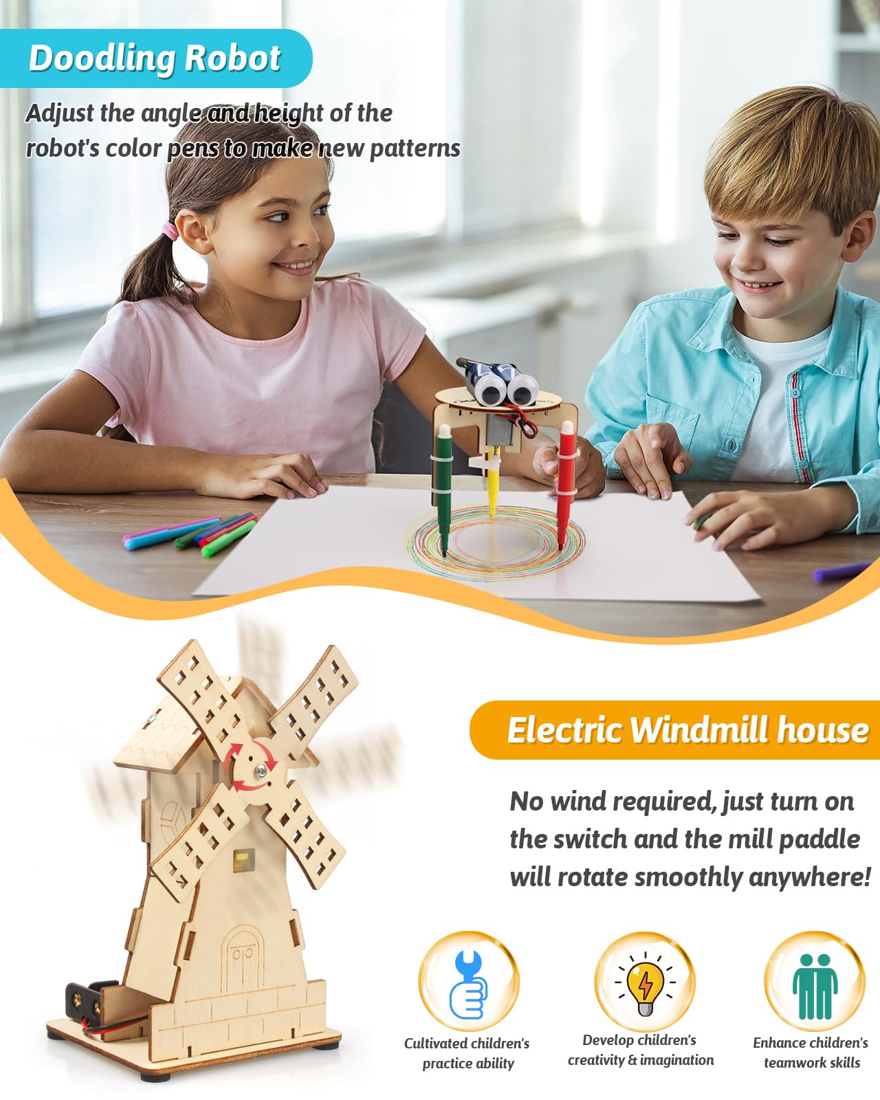 Poraxy STEM Kits for Kids Age 8-10-12, 6 in 1 Science Kits, Wooden 3D Puzzles, Toys for Ages 8-13, Building Projects Crafts Model Kits, Birthday Gifts for Boys Girls Ages 7 8 9 10 11 12 13 Years Old