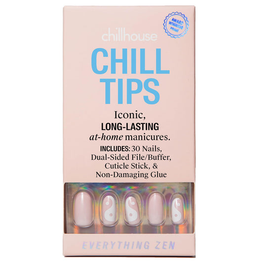 Chillhouse - Chill Tips, Press on Nails Kit - Everything Zen (Oval) - 24 Nail Shapes & Sizes - Up to 2 Weeks of Wear - Customizable Fit - Reusable - Latina Founded & Women Owned - Beauty & Self Care