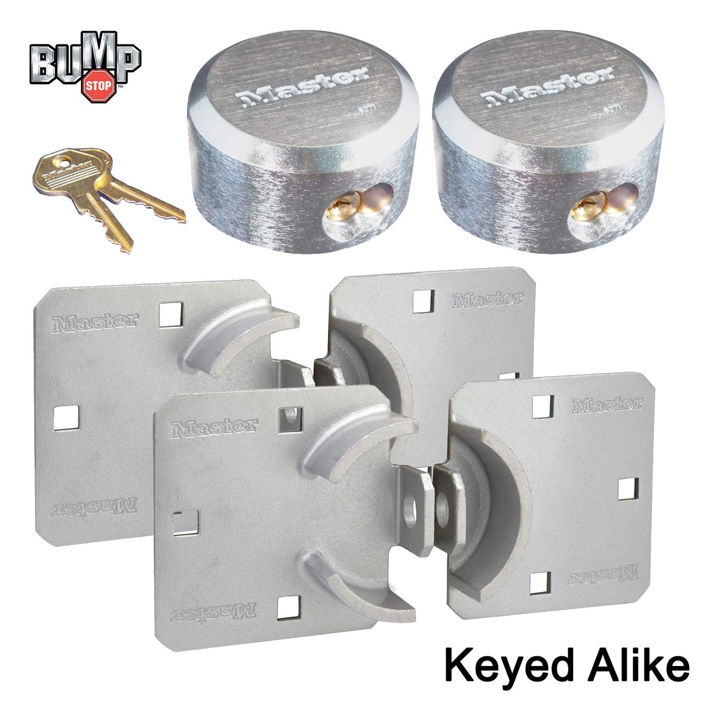 Master Lock - Hasp/Hidden Shackle Keyed Alike Padlocks w/ 4 Keys, 770-6271NKA-2 w/BumpStop Technology