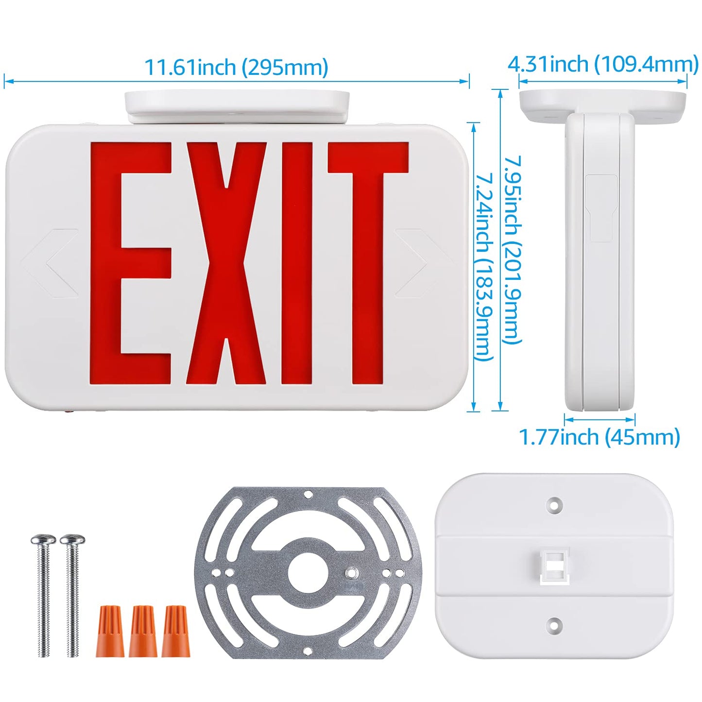 TORCHSTAR 8-Pack LED Exit Sign, Emergency Exit Light with Battery Backup, Double Face, UL 924, AC 120/277V, Damp Location, Hardwired Red Letter Exit Lights for Business Indoor, White