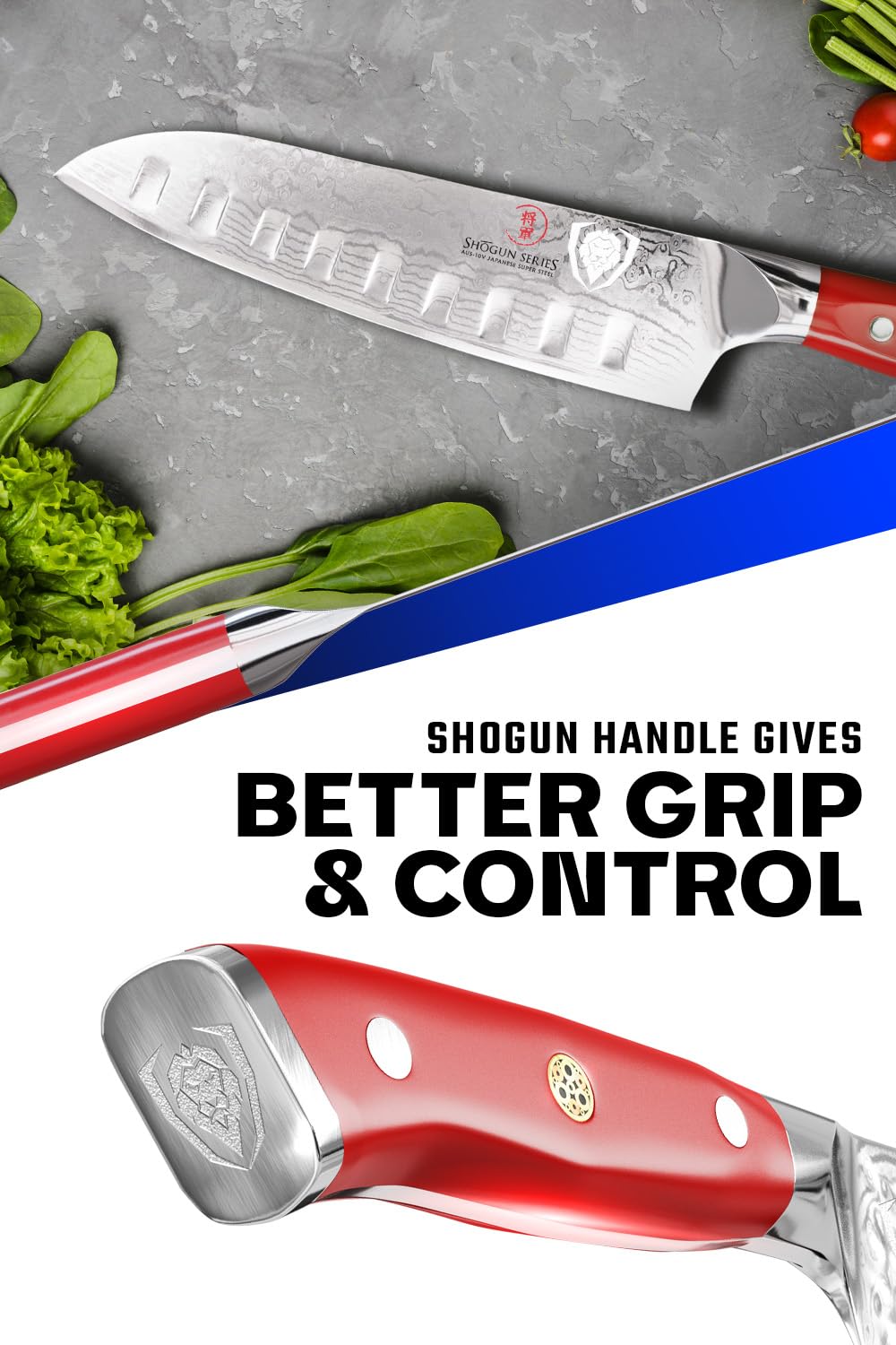 Dalstrong Santoku Knife - 7 inch - Shogun Series - Damascus - Japanese AUS-10V Super Steel Kitchen Knife - Vacuum Treated - Crimson Red ABS Handle - Razor Sharp Vegetable Knife - w/Sheath