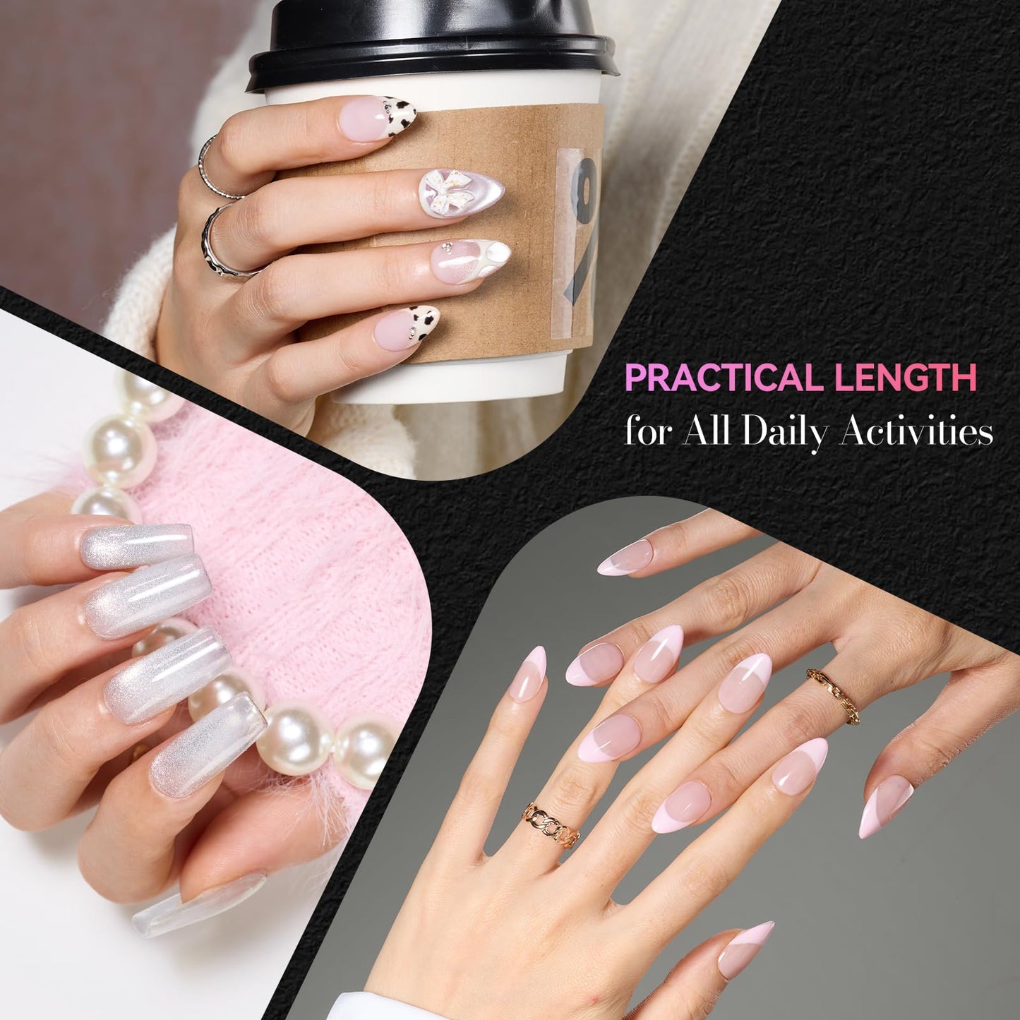 Makartt 420Pcs Short Almond & Tapered Square Half Cover Nail Tips: 2 Shapes Clear Tips Set with 15 Sizes, Pre-Etched Inside False Nails for DIY Nail Extensions, Salon Manicure Supplies DIY at Home