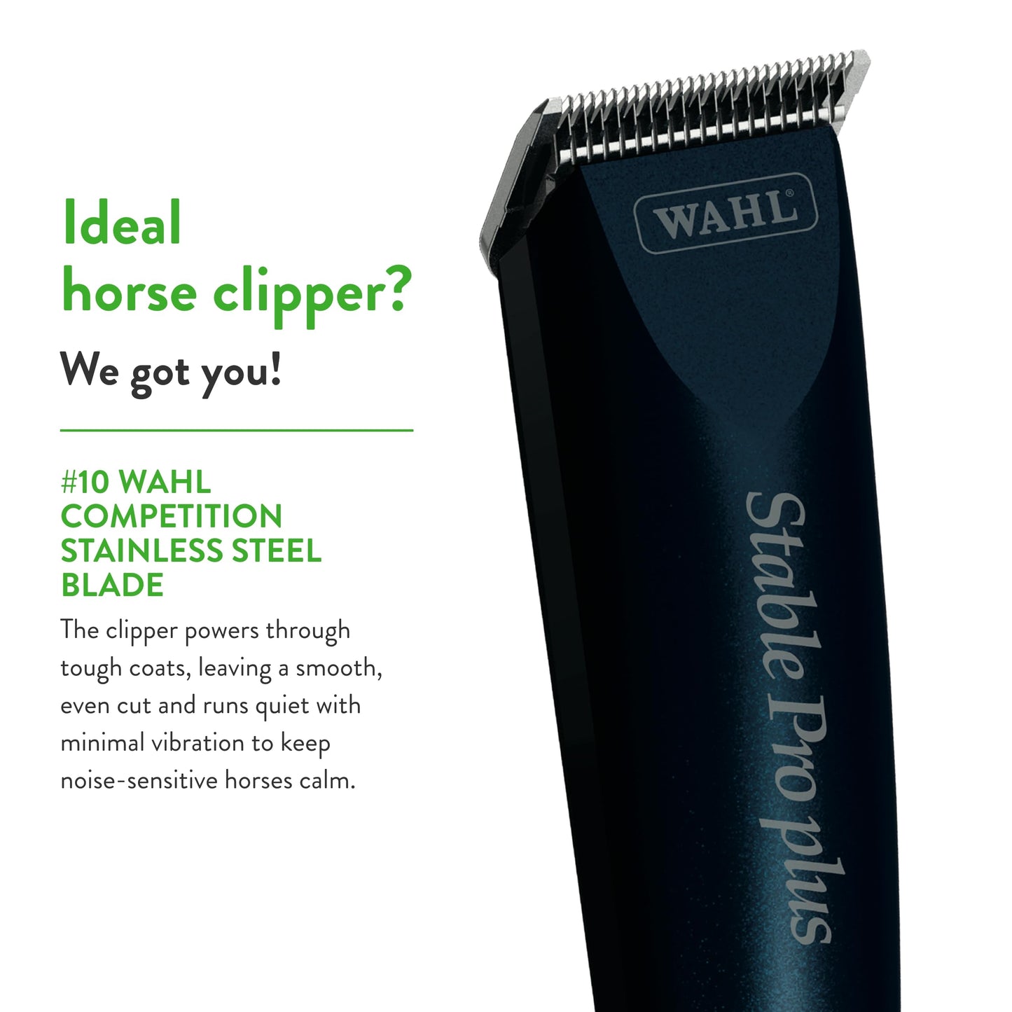 Wahl Professional Animal Stable Pro Plus Horse Clipper Kit (#9774) - Premium Horse Clippers - Horse Grooming Supplies - Lightweight, Quiet, Cool Clippers - 3,200 SPM - 1 Speed