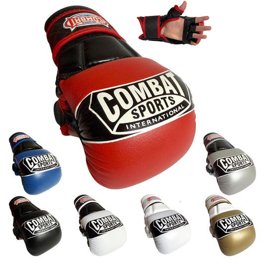 Combat Sports Max Strike MMA Training Gloves, Open Palm Fingerless Gloves for MMA, Muay Thai, and Kickboxing (Red, Large)