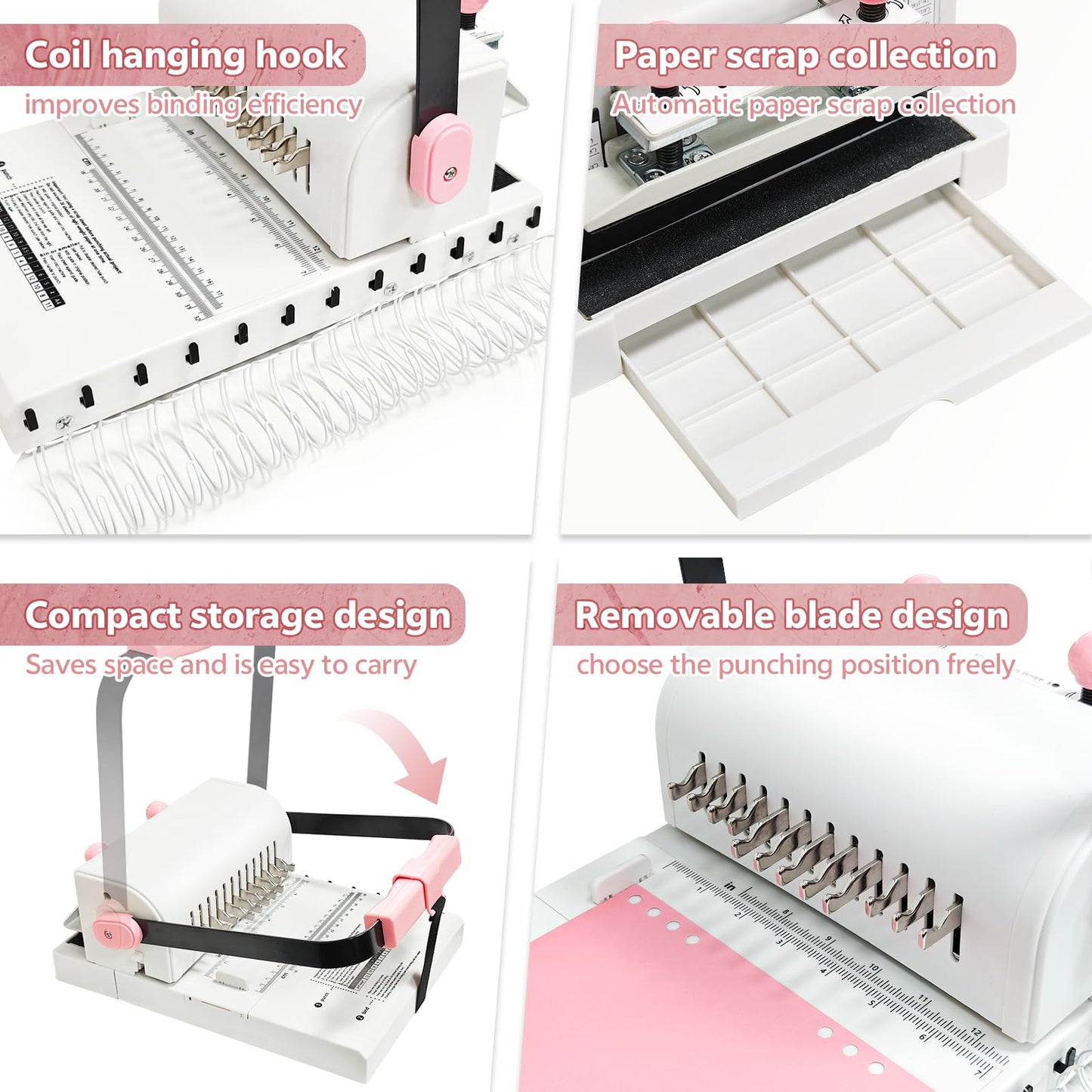 Spiral Binding Machine Wire Book Binder Tool Hole Pitch 2:1 Compatible with Wire，Spiral Coils, Make Professional Books, Notebooks, Calendars and More