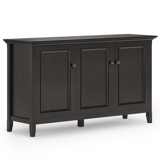 SIMPLIHOME Amherst 60-inch Wide Solid Wood 3-Door Storage Cabinet in Hickory Brown, Transitional-Style Buffet Sideboard for Living Room, Dining Room or Entryway