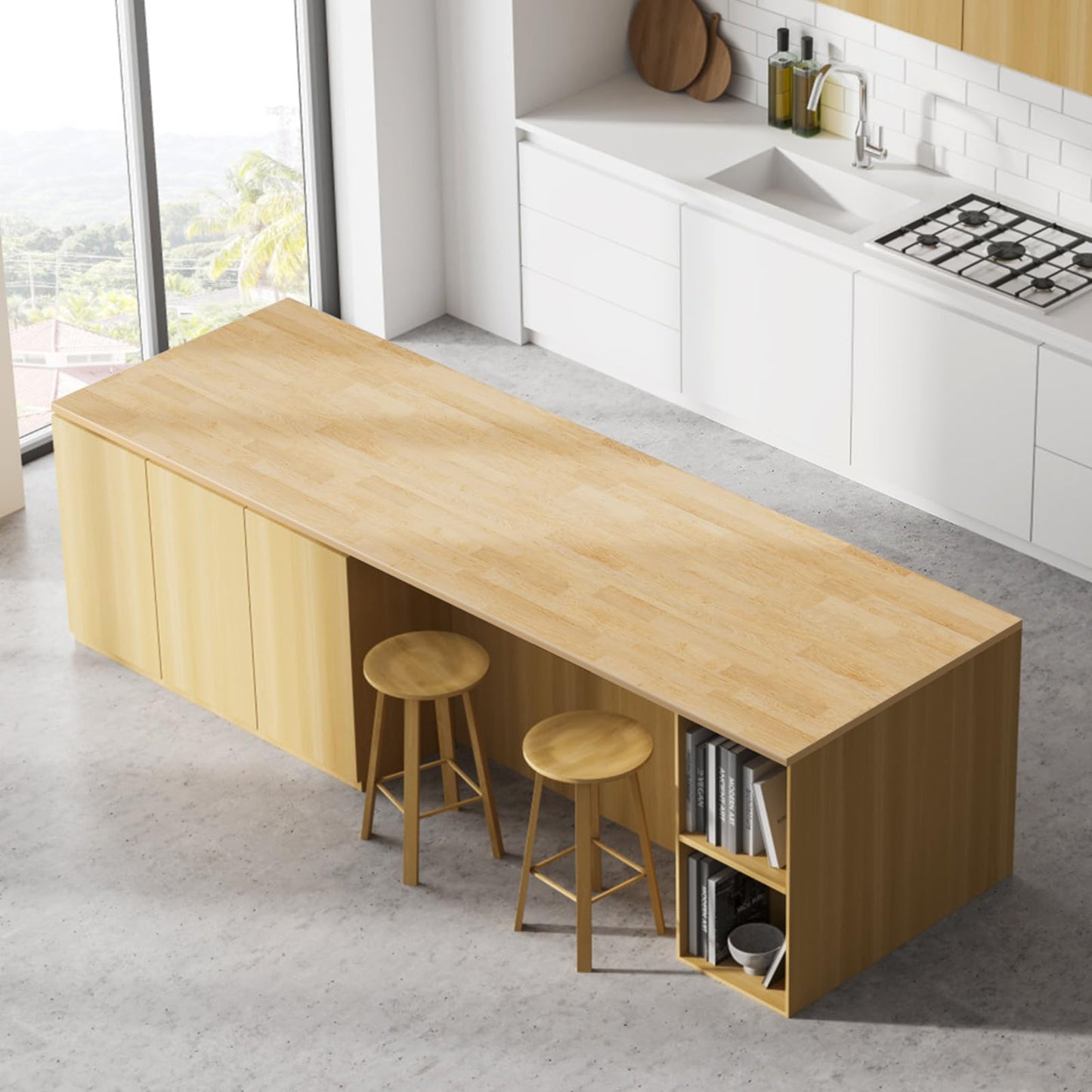 Butcher Block Countertop Table Top - 6ft L x 25" W Unfinished Solid Wood Countertop Unfinished Surface for DIY Washer Dryer Cutting Board Kitchen - 1.5in Thick