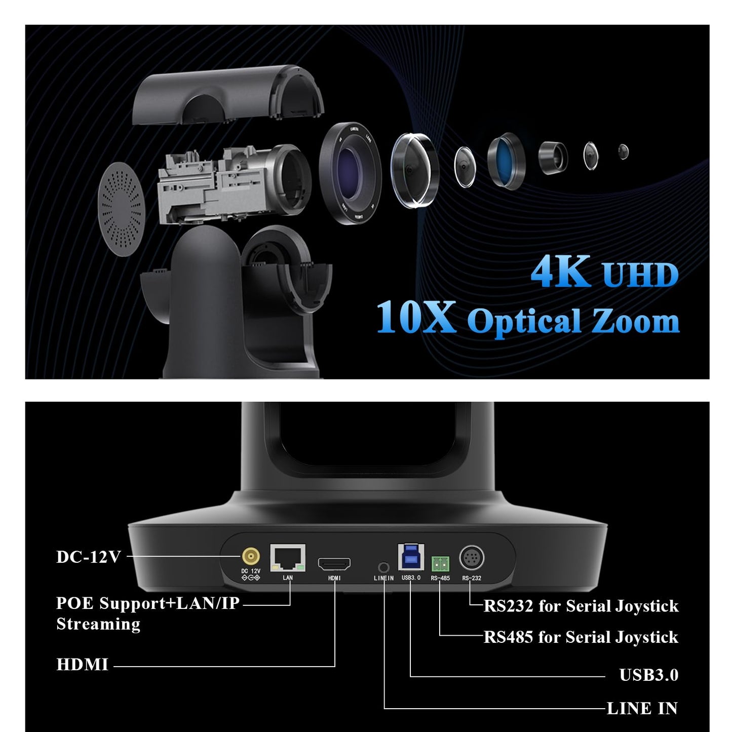 KATOVJJTS All-in-One Conference Room PTZ Camera 4K UHD System, Video Conference Camera with 10X Optical Zoom and Bluetooth Speakerphone&Microphones, Easy Setup for Church and Meeting