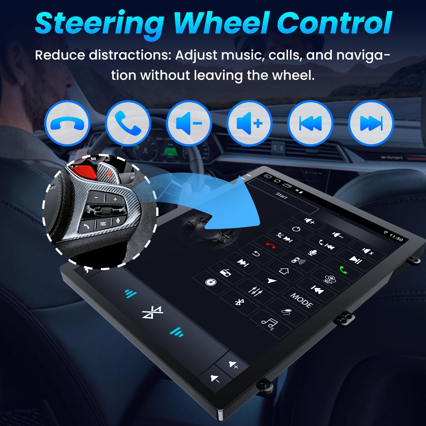 8Core Car Radio for Jeep Grand Cherokee 2014 2015 2016 2017: Tesla Style Touch Screen Stereo Replacement with Carplay Android Auto，5GWiFi BT5.0 FM/AM 36EQ Split Screen GPS 1080PBackup Camera SWC