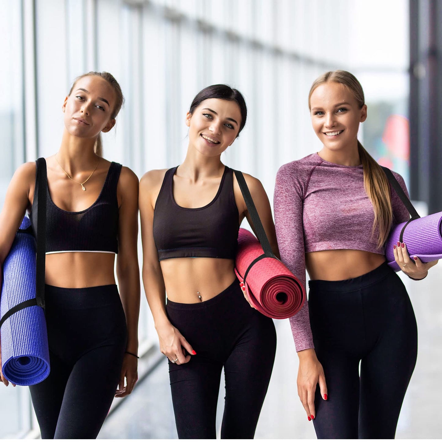 Hoolerry 36 Pieces Yoga Mats Sets Includes 12 Pcs Yoga Mats Bulk 68” x 24” x 6mm Thick Exercise Mat Non Slip 12 Resistance Bands 12 Carrying Straps for Women Girls for Gym Pilates(Bright Colors)