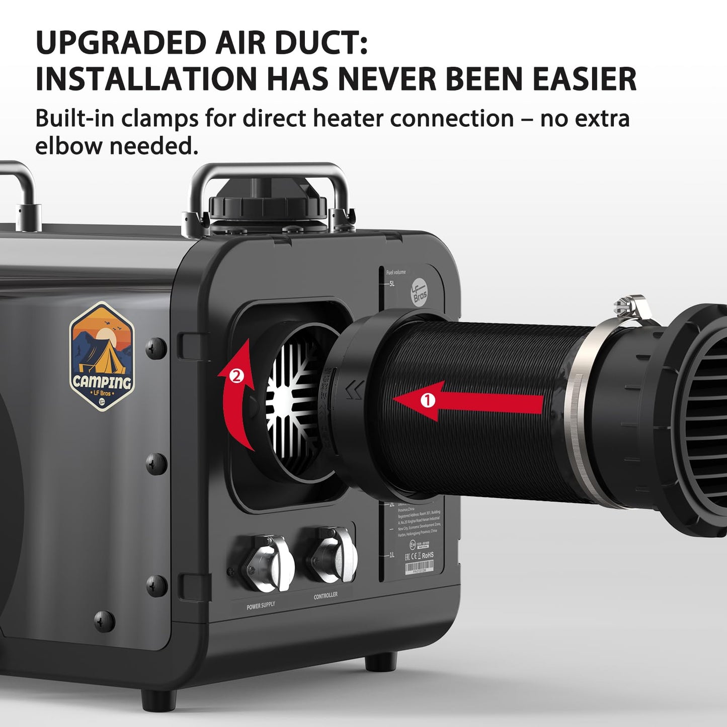 LF Bros Professional 110V/12V 5KW Diesel Heater, All-in-One 5L Air Diesel Space Heater with Timer, Thermostat, Plateau Mode, Suitable for Camping, Ice Fishing, Hunting, Black