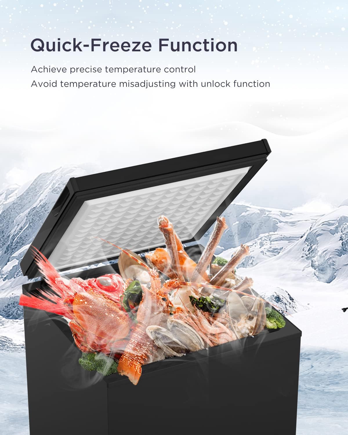 Northair Low temperature Chest Freezer - 3.5 Cu Ft with 2 Removable Baskets - Reach In Freezer Chest - 14℉ to -40℉ (ProBlack)