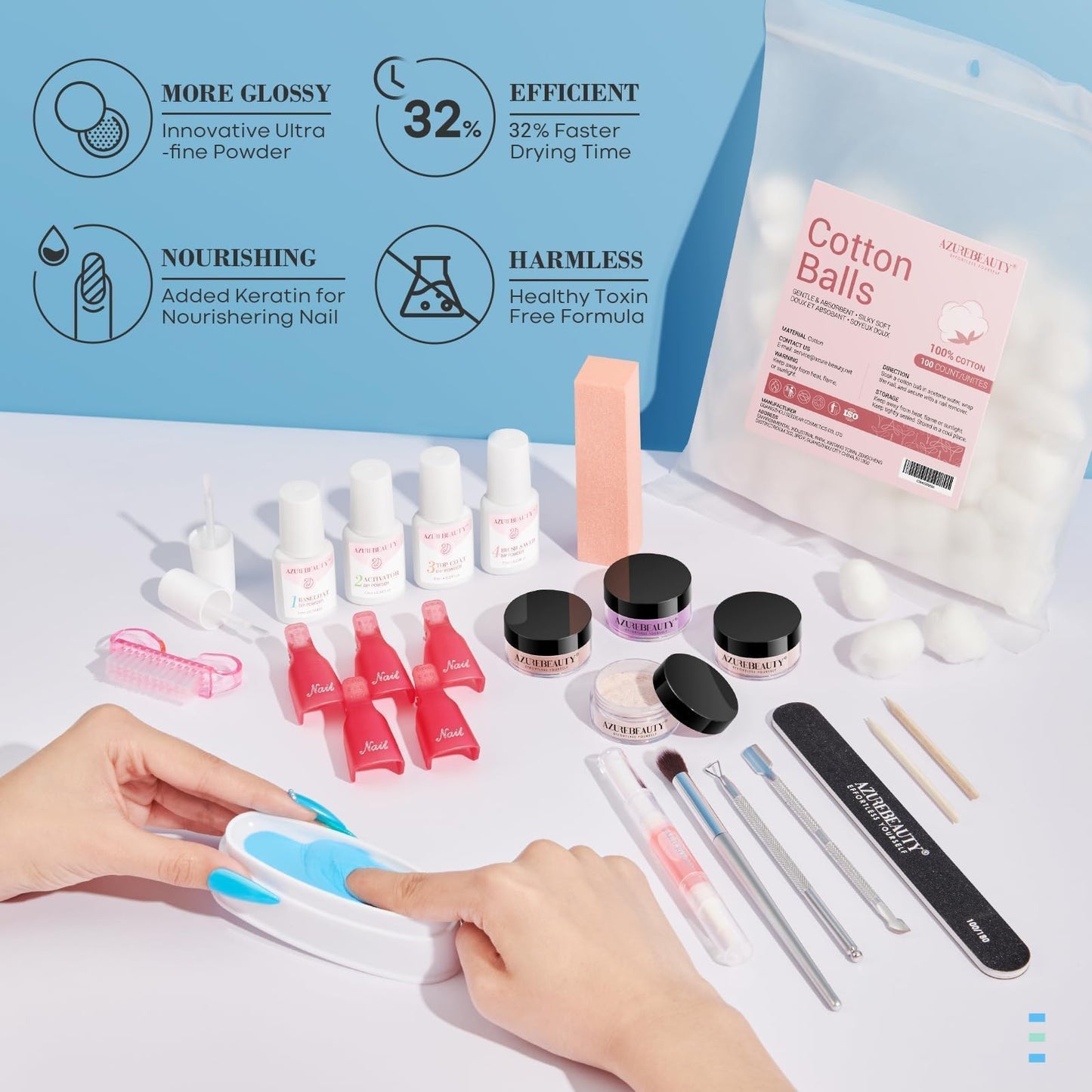 AZUREBEAUTY Dip Nails Powder Starter Kit, 36 Colors Brown Yellow Orange Christmas Color Dipping Powder Nail Kit with Essential Dip Liquid Set for French Nail Art Manicure Salon DIY Home