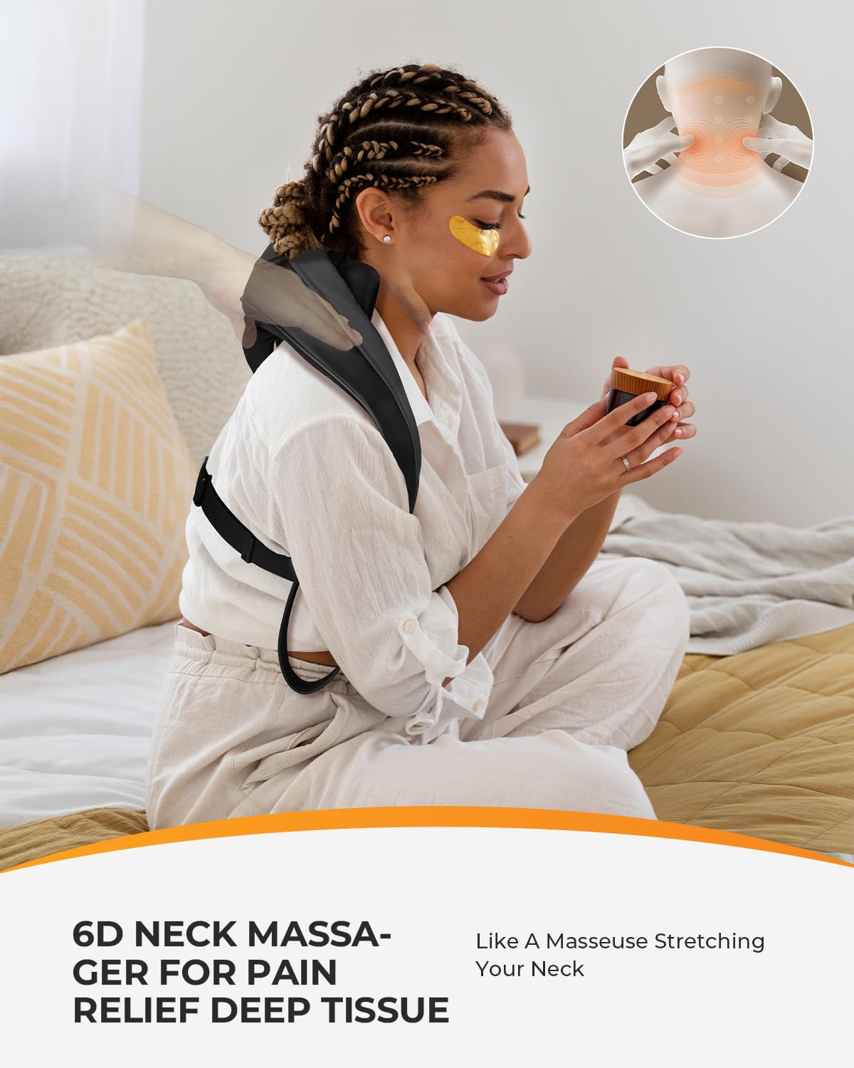 CooCoCo Shiatsu Neck and Back Massager,HSA Eligible,Cordless Neck Shoulder Massager for Pain Relief Deep Tissue,6D Kneading Massager with Dual-Zone Heat and Larger Size, Birthday Gifts for Dad Mom