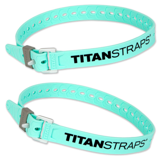 Titan Utility Straps – Easy-To-Use, Reliable Tension Straps for Securing Bike & Moto Gear, Skis, Garden Hoses, Field Repairs – Use in Frigid Temp – 60 lb. Working Load, 25" Length, 2-Pack, Sea Foam