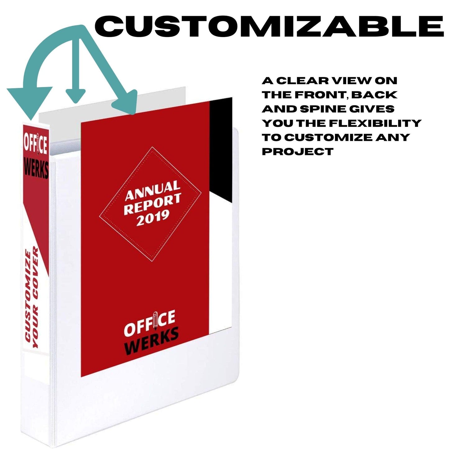 Performore 3 Ring Binder, Professional Angle D Ring 2.5 Inch, Presentation Folder for Standard Pages 8.5 x 11 with Pockets, Crystal Clear View White (4 Pack) - Ideal for Office Supplies