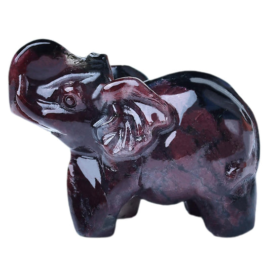 WUYOUSHI Garnet Crystal Elephant Statue 2" Healing Crystal Handmade Figurine Lucky Guardian Pocket Statues Reiki Meditation Office Home Decoration Gift