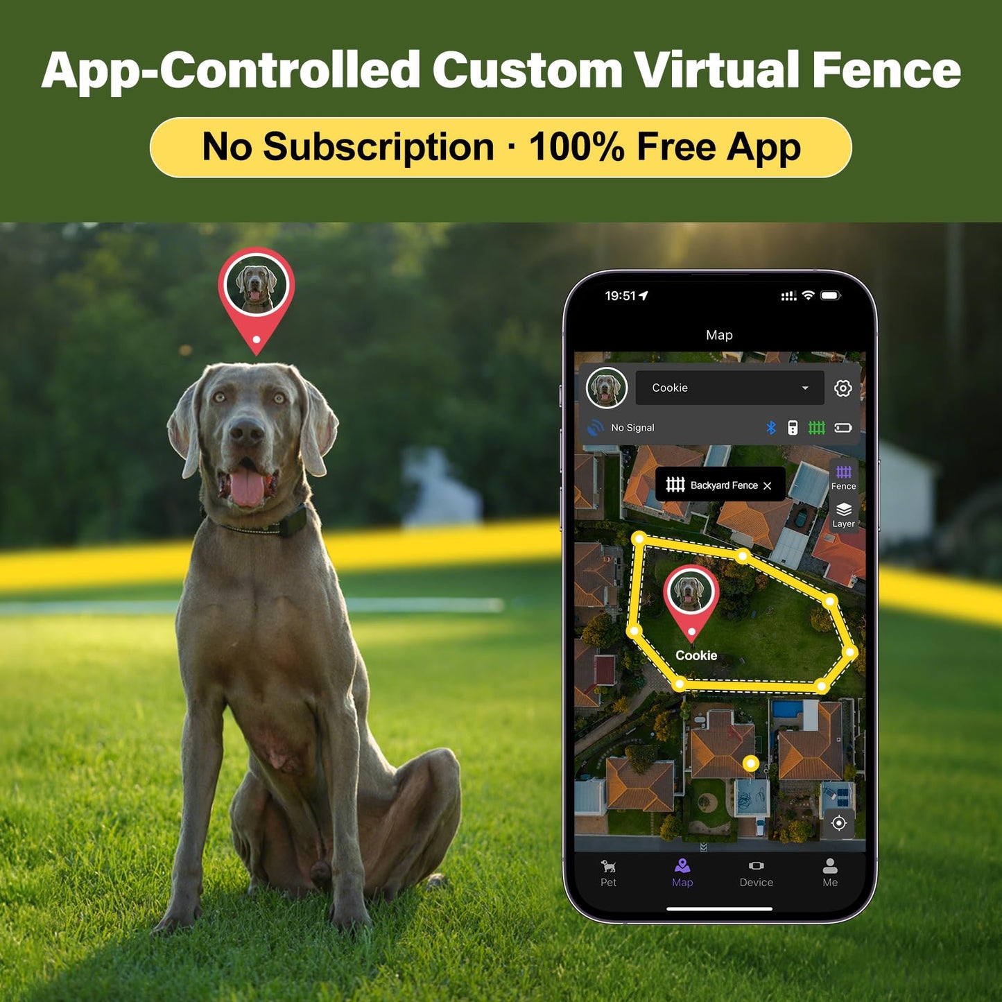 Lilyeel GPS Wireless Dog Collar Fence System - No Monthly Fee App Control, Custom Polygon Boundary & Remote Training, Free Phone Tracker for Up to 5 Pets, Virtual Electric Fence for Dogs, Dark Gray