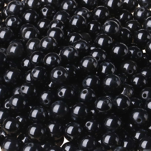 LAIDANLA Black Obsidian 6mm Natural Stone Beads Round Loose Gemstone Stone Beads for DIY Bracelet Necklace Earrings Jewelry Making Polishing Genuine Real Beading 96PCS 2 Strand 32"