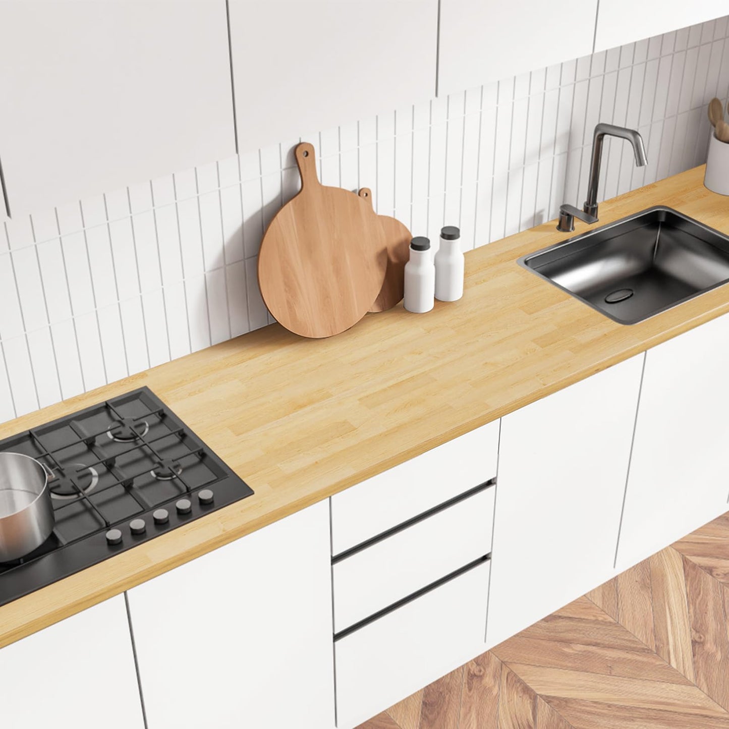 Butcher Block Countertop Table Top - 6ft L x 25" W Unfinished Solid Wood Countertop Unfinished Surface for DIY Washer Dryer Cutting Board Kitchen - 1.5in Thick