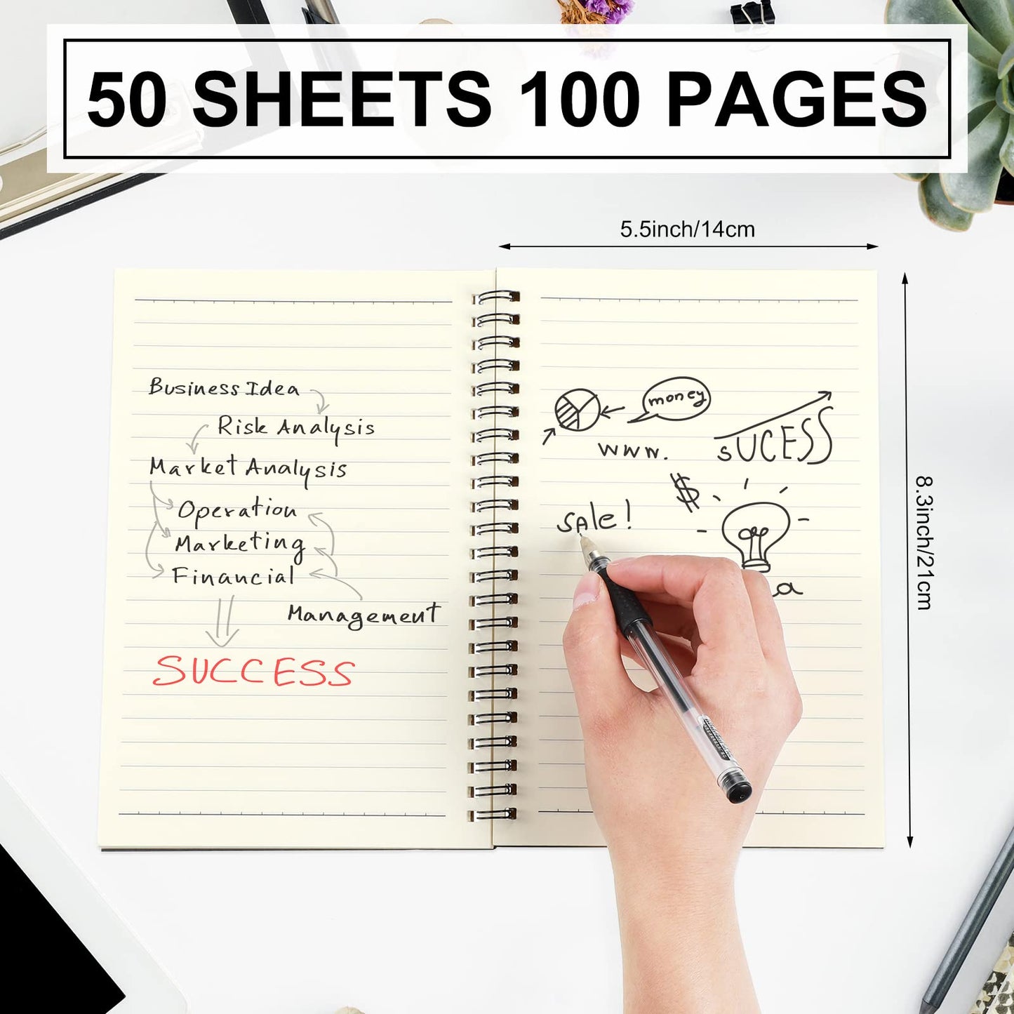 Yahenda 18 Pcs Spiral Notebook Bulk A5 Journal Lined 8.3'' x 5.5'' Writing Composition Paper Small Notepad Subject Notebook for Students Office Business Back to School Supplies (Black Color)