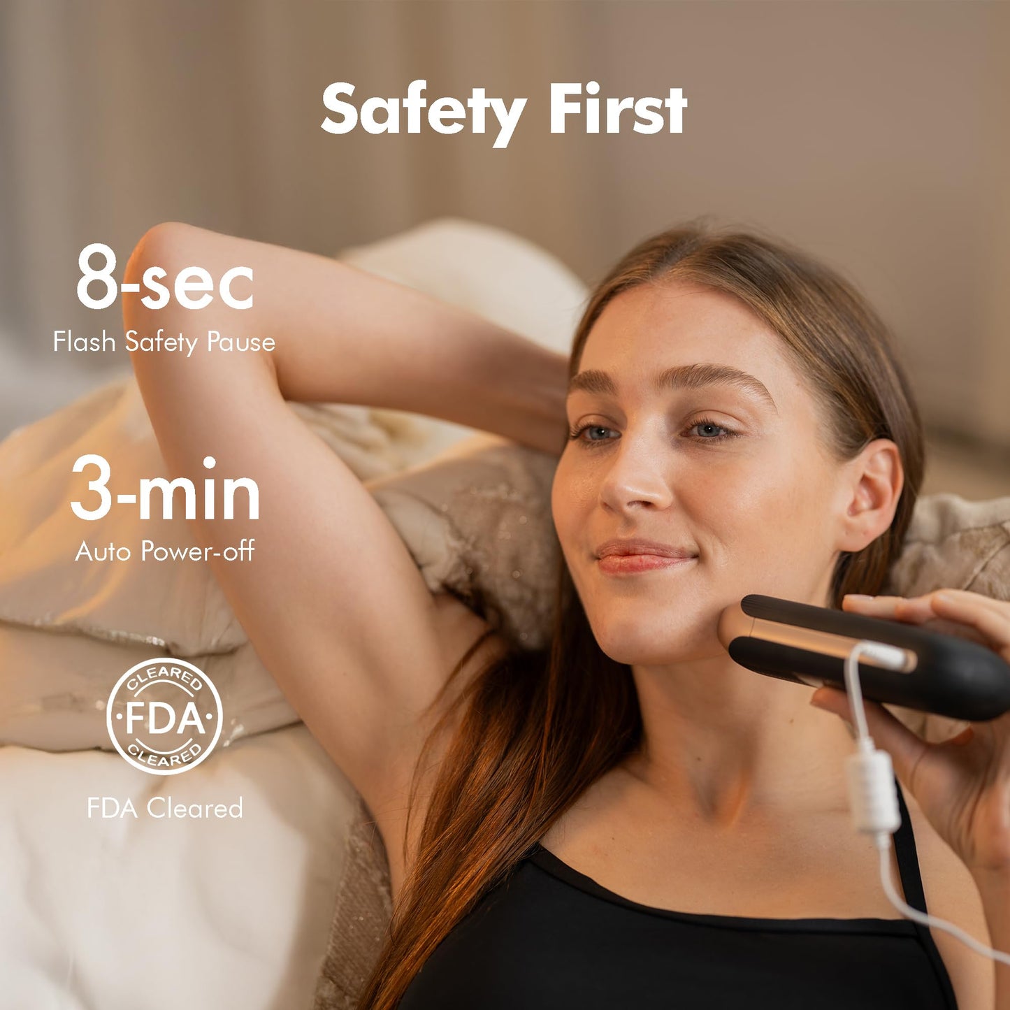 Aberlite Luxe - IPL Laser Hair Removal Device for Women & Men - Painless w/Sapphire Cooling, Double Pulse, Auto Scan, 4 Modes, 5 Intensity Levels - At Home Intense Pulsed Light (IPL) System (Black)