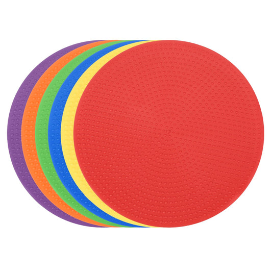 PATIKIL Spot Markers 4 Inch, 6 Pcs Non-Slip Floor Dots Agility Markers Flat Field Cones Poly Dots for Gym PE Speed Training Dance Soccer Basketball Sports, Multicolor