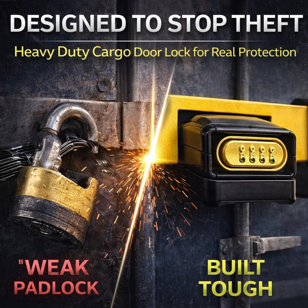 Equipment Lock Heavy Duty Cargo Door Lock - Powder Coated Steel Shipping Container Lock - Maximum Security Semi &Trailer Door Locks - Semi Truck Accessories and Trailer Security (Combination)