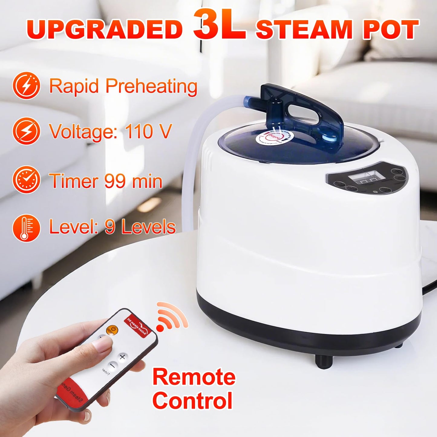 yamxun Portable Steam Sauna Box for Home: Full Size Sauna Tent for Personal Spa - Fast Heating Sauna Box with 3L Steamer, Folding Chair, Remote Control, 32" x 32" x 71"