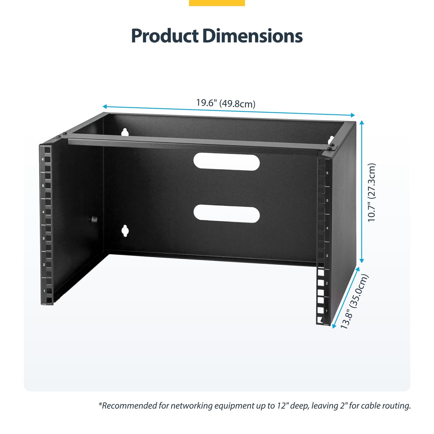 StarTech.com 6U Wall Mount Network Rack - 14 Inch Deep (Low Profile) - 19" Patch Panel Bracket for Shallow Server and IT Equipment, Network Switches - 44lbs/20kg Weight Capacity, Black (WALLMOUNT6)