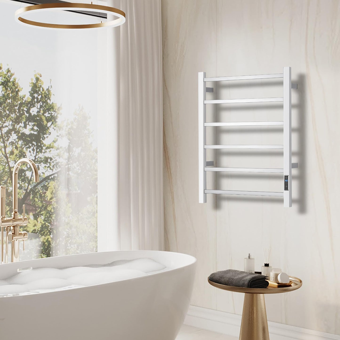 SHARNDY Electric Towel Warmer with Built-in Timer - Wall Mounted Heated Towel Rack Bathroom, Plug-in Design & Brushed Stainless Steel