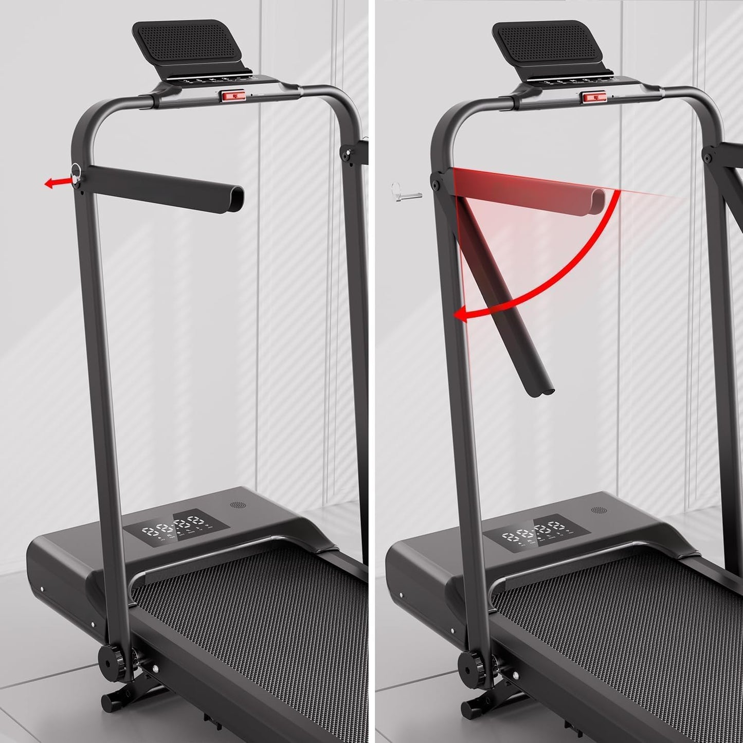 DeerRun Foldable Walking Pad Treadmill for Home & Office, Under Desk Walking Pad Treadmill with 9% Manual Incline and Handlebar, 0.6–7.5 MPH, 300 lb Capacity, App & Remote Control