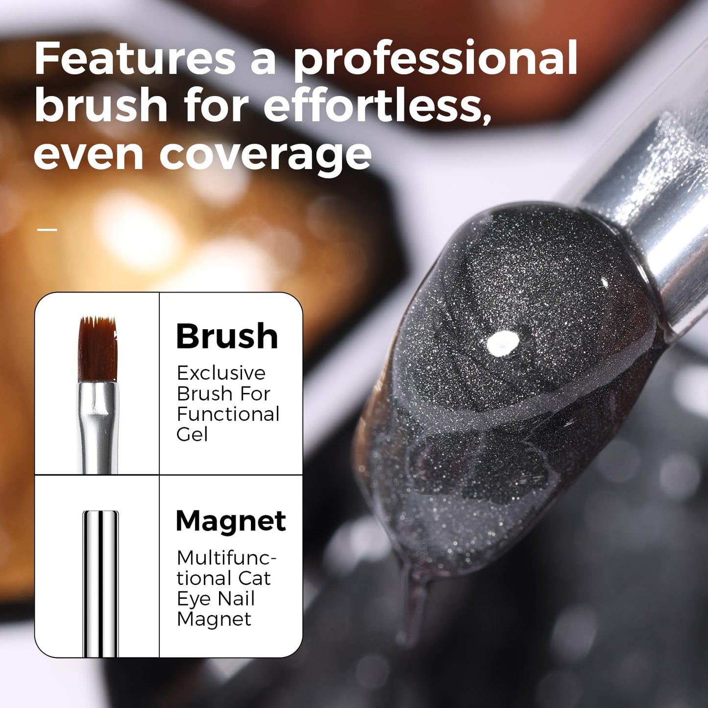 GELLAKTIK 16 Color Cat Eye Gel Polish Set - Magnetic Nail Polish Kit with Strong Magnet & Brush, Holographic Shimmer Gel for DIY & Salon Manicure at Home