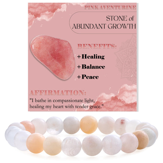 Pink Aventurine-Gentle Love-8mm Beaded Bracelets for Women Handmade Semi Precious Natural Stone Stretch Elastic Jewelry Yoga Protection Gifts