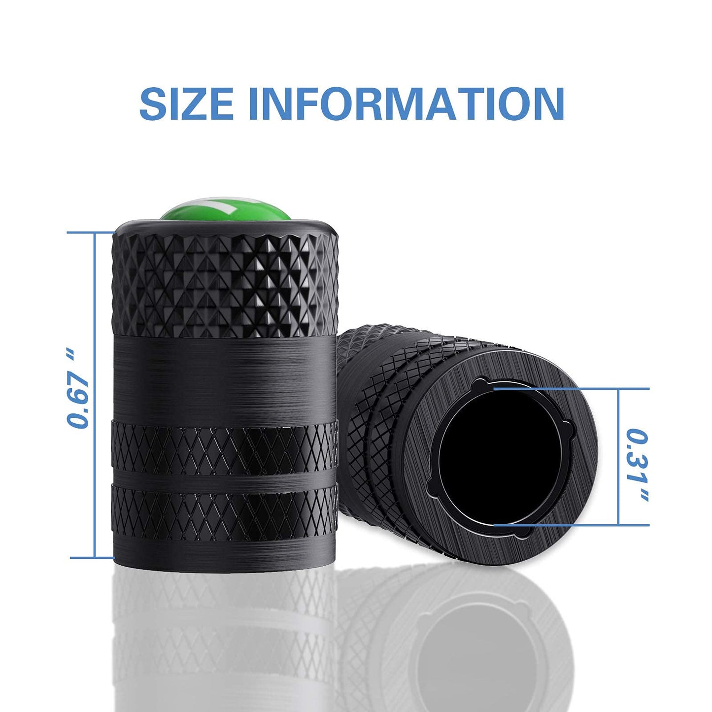 CKAuto 4 Pcs Aluminum Tire Valve Stem Caps with N2 Nitrogen Logo, Universal Stem Covers for Cars, SUVs, Bike and Bicycle, Trucks, Motorcycles | TPMS Safe | Corrosion Resistant | Dust Proof, Black