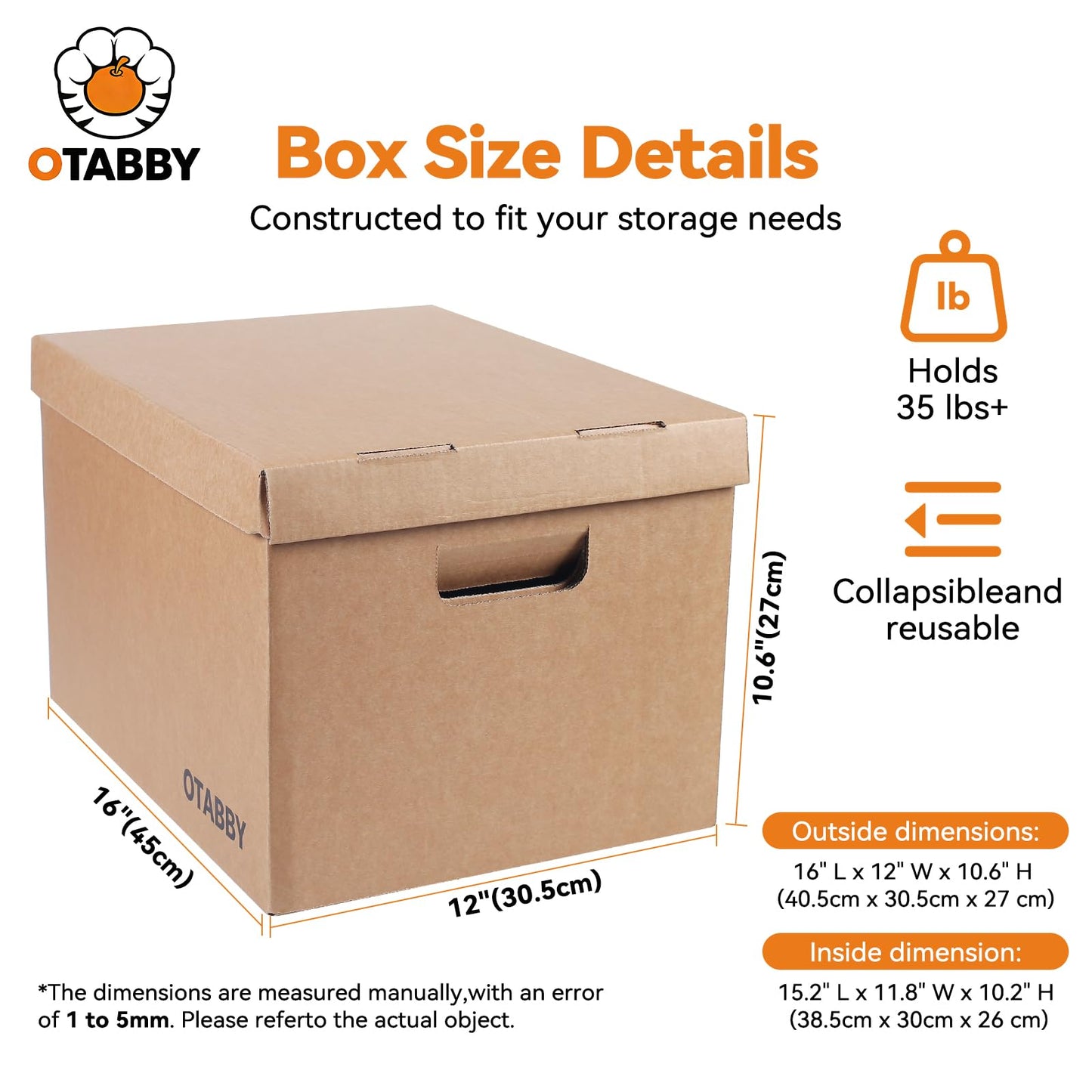 Archival Storage Boxes (4-Pack) - Extra Strong 3-Ply Side Walls, Heavy-Duty Kraft Board, Ready-To-Assemble with Handles and Lids for Files and Photo Storage, Legal/Letter Size 12x16x10 Inches