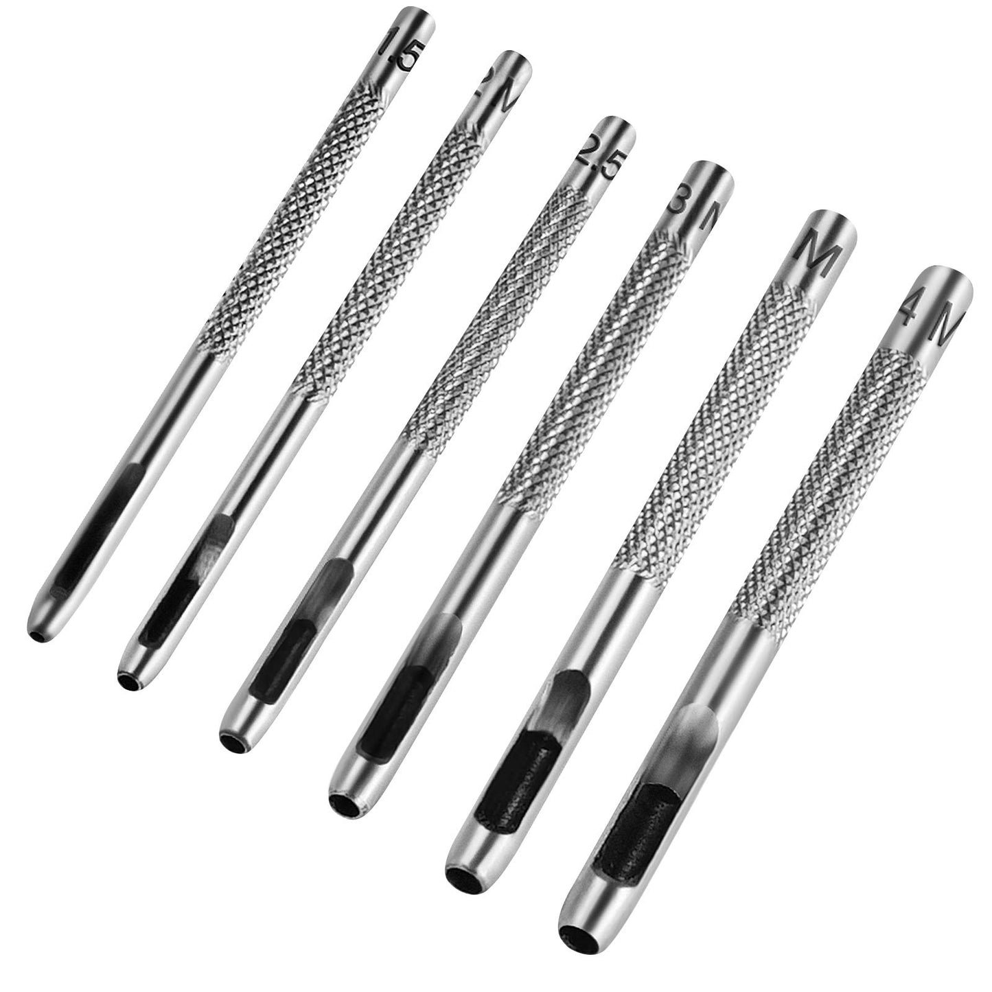 Leather Hole Punch Set for Belts, Watch Bands and Leather Crafts, Heavy Duty 6-Piece Hollow Punch Set with Sizes 1/16, 5/64, 3/32, 1/8, 9/64 and 5/32 Inch
