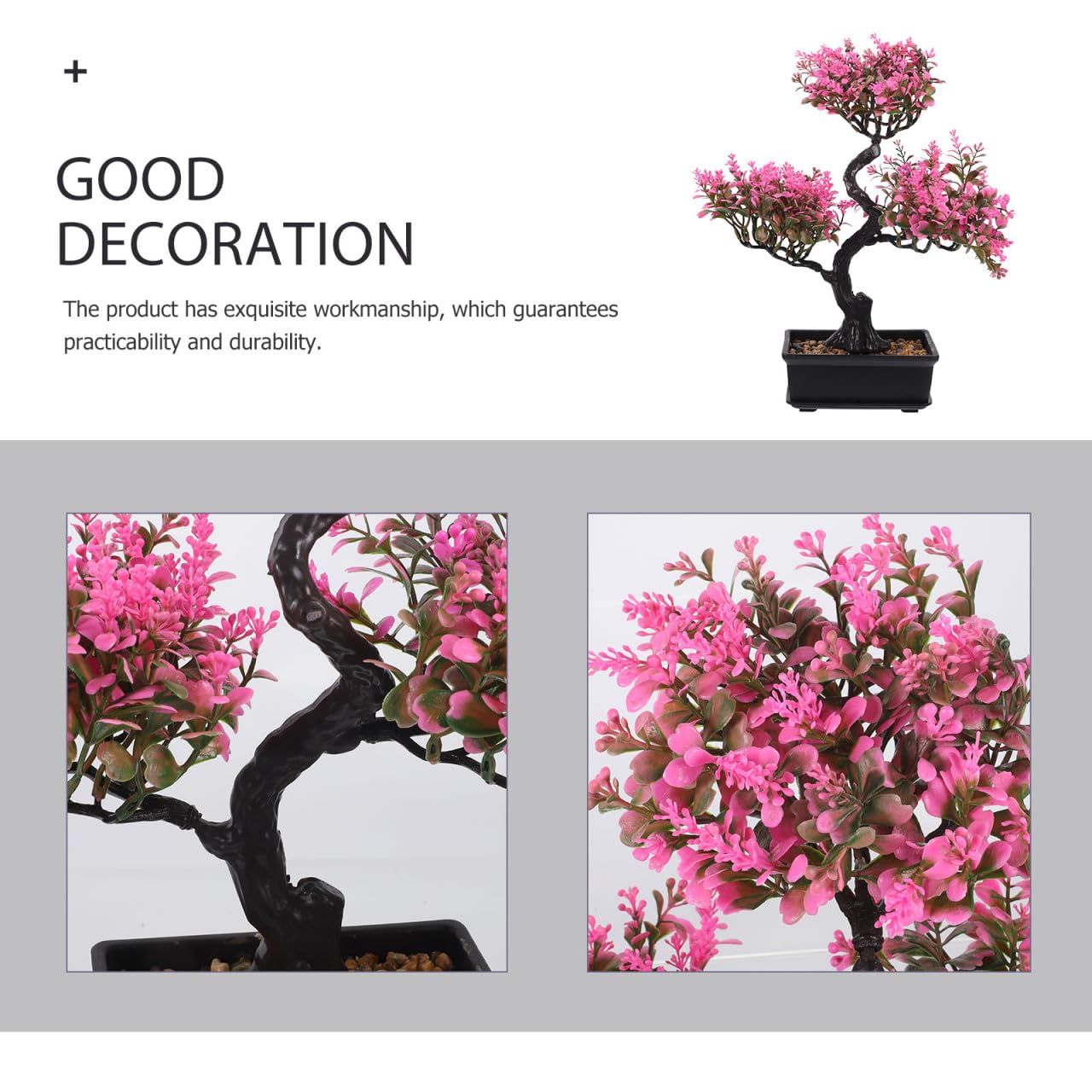 Zerodeko Artificial Bonsai Tree Realistic Faux Potted Plant 14.17X12.59X3.93 Inch Desktop Decor for Home Office Kitchen Maintenance-Free