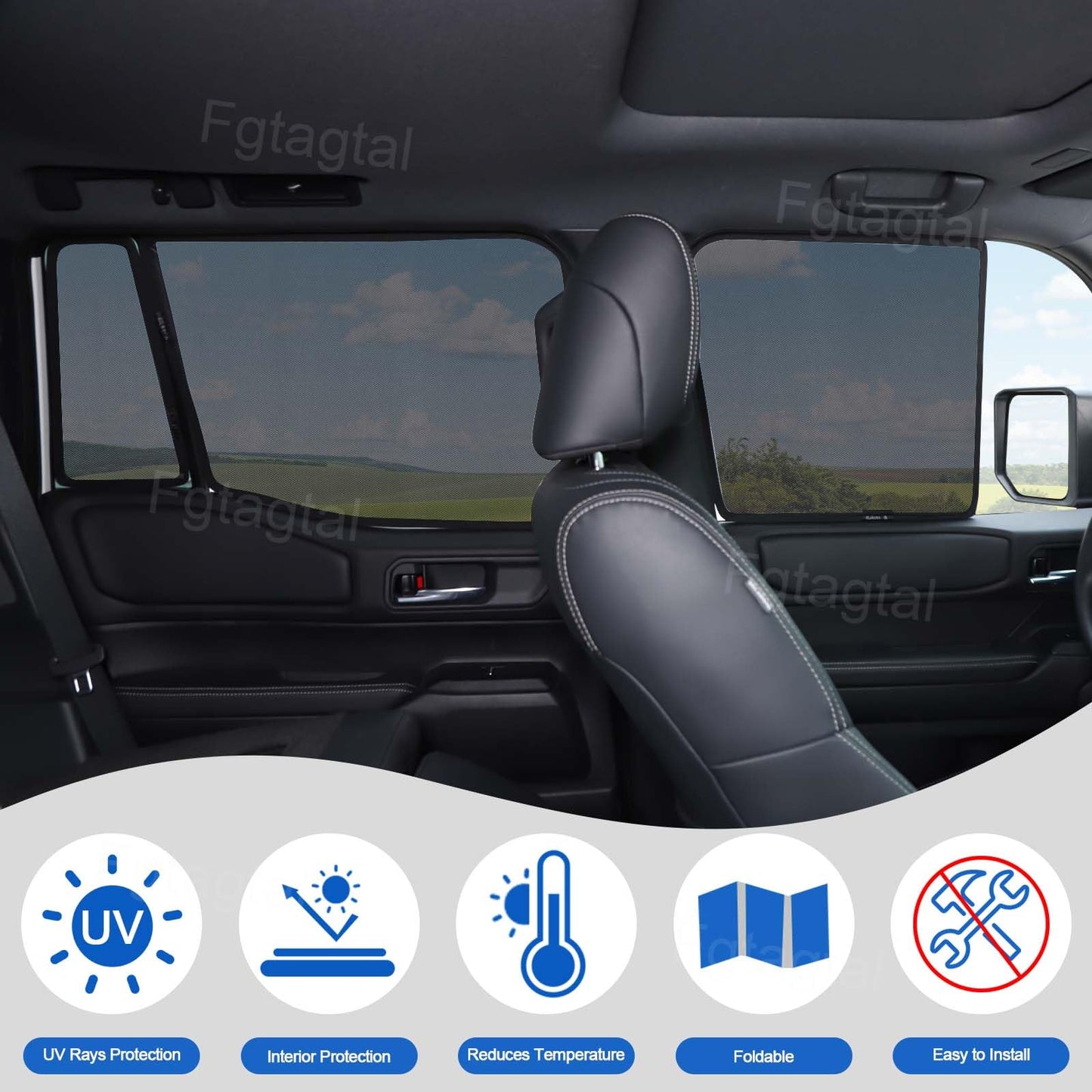 Car Window Shades Fit for Toyota Land Cruiser 250 Prado J250 LC250 2024 2025, Front Rear Side Window Screens Mesh Window Sun Shade Glare Shield and UV Rays Protection and Keeps Vehicle Cool, 10PCS