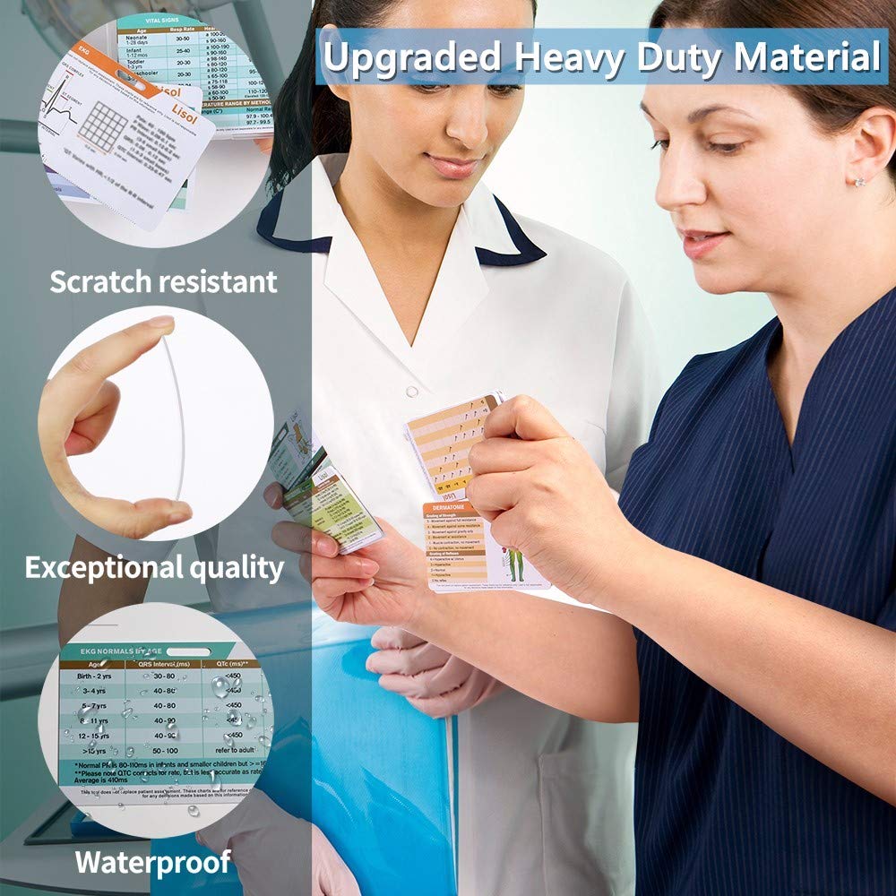 28 Nursing Badge Reference Cards, Nursing School Essentials Student Gifts Success Bundle Supplies Nurse Must Haves Study, RN LPN PA CNA Accessories for Work Vital Signs Kit Cheat Sheets EKG Badge Card
