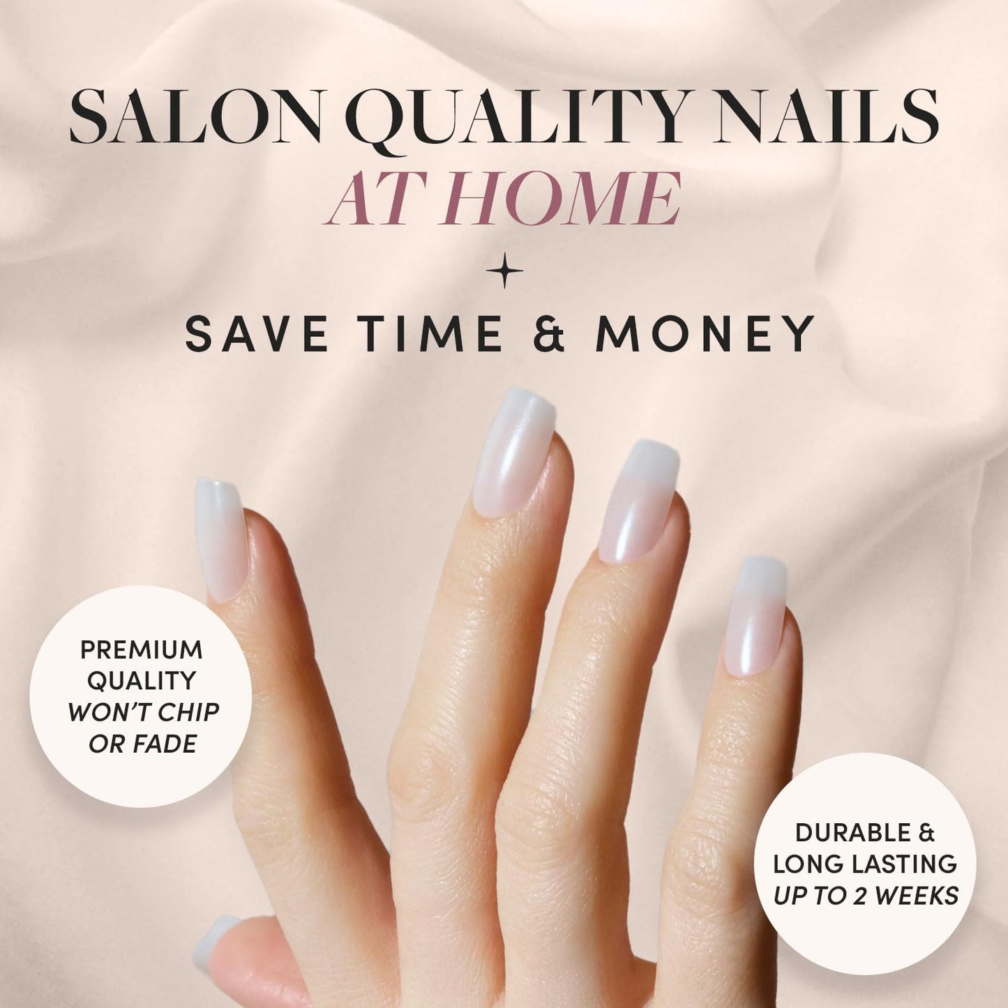 Glamnetic Press-On Nails Bundle - Bailey & Hailey | Medium Square Fake Nails, Sheer White Glazed | Glazed Short Almond False Nails | Reusable, Salon-Quality Nail Kits