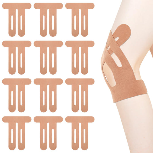 12pcs Athletic Tape Strips, Skin Color Precut Tape Strips Latex-Free Sticker Waterproof Knee Support Stickers for Support Comfort During Workouts