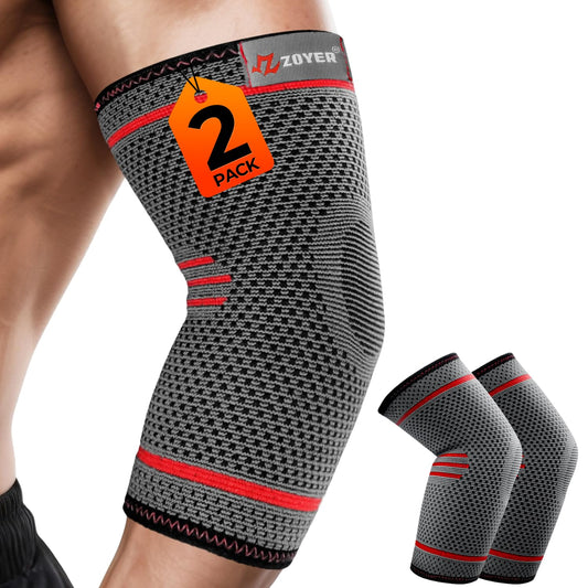 ZOYER 2 Pack Tennis Elbow Brace for Men and Women, 3D-knitted Elbow Compression Sleeve, Designed for Pain Relief, Injury Prevention, Faster Recovery, Tendonitis, Golfer's Elbow (Medium)