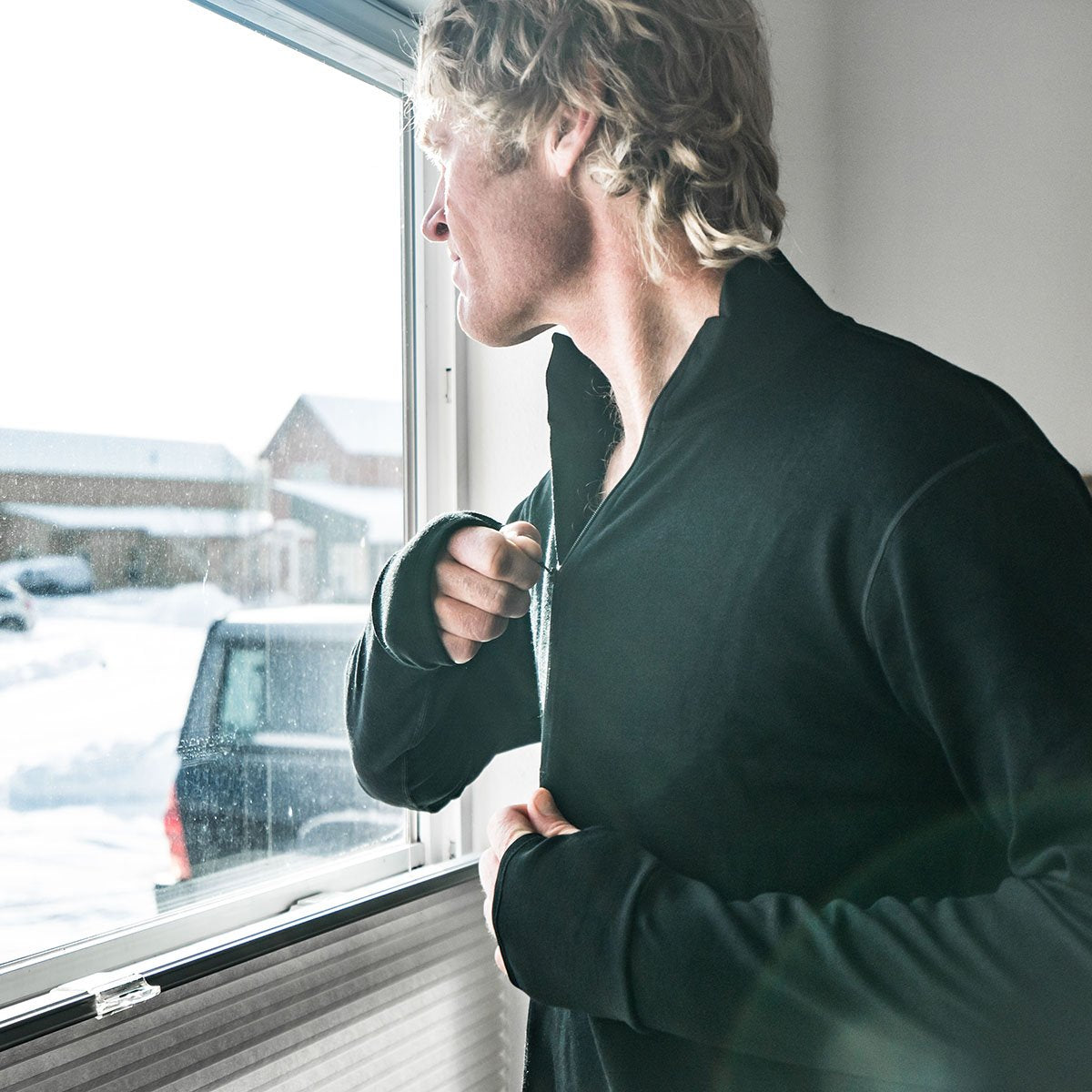 100% Merino Wool Quarter Zip - Mens Expedition Weight Mid Layer - Moisture Wicking - Anti Odor - Black - Large